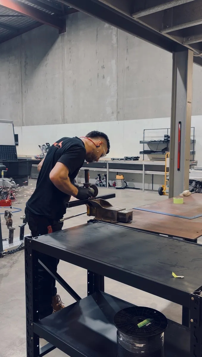 Mark grinding and fabricating at workbench